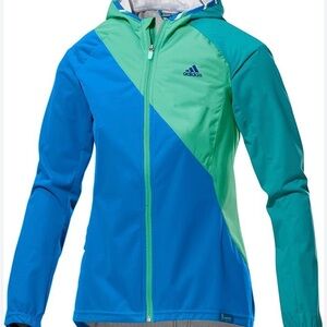 Adidas Blue and Green Jacket with Color-Blocking size M
